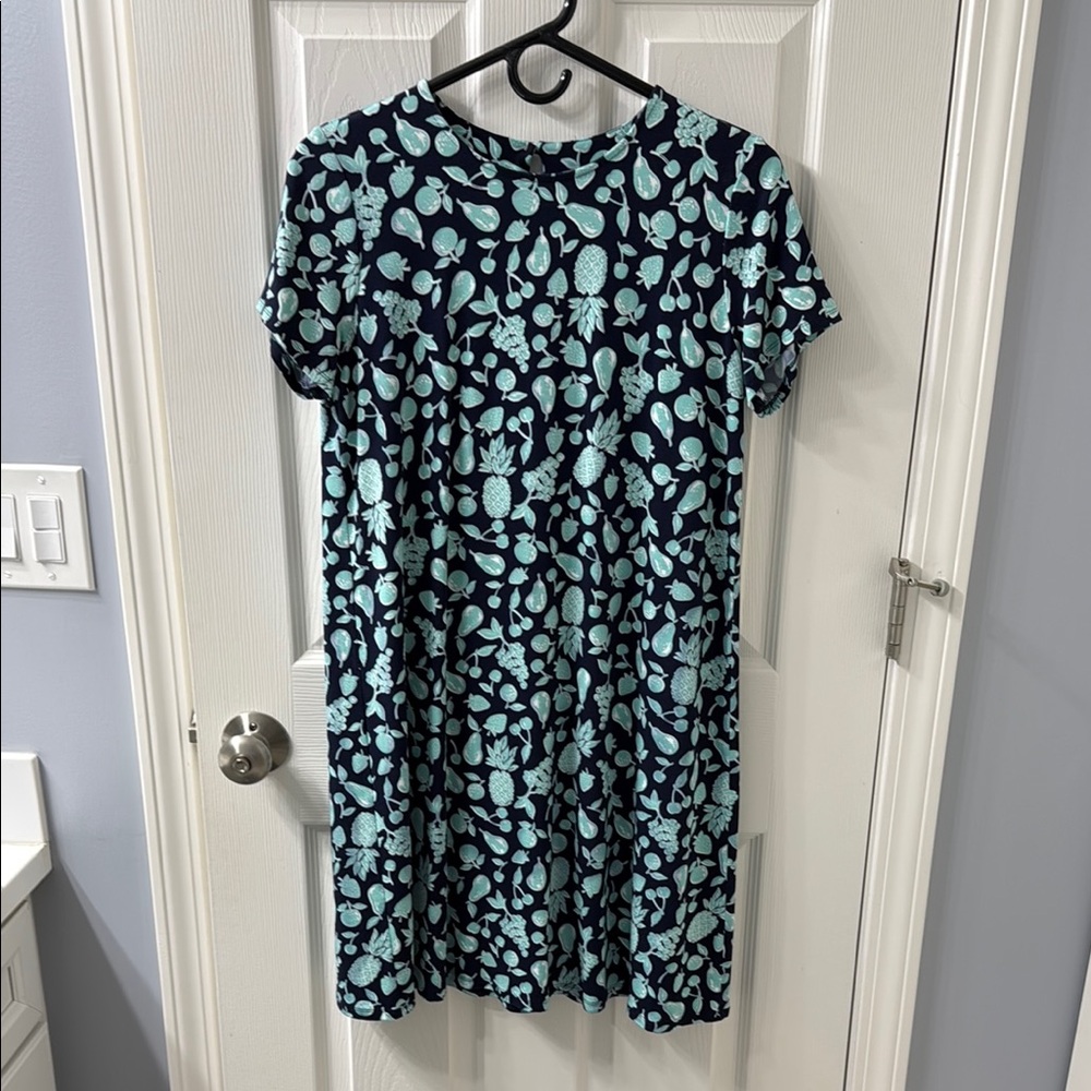 J. Jill Navy and Teal Patterned Women's Dress